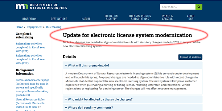 image links to news release about Minnesota Electronic Licensing Rules